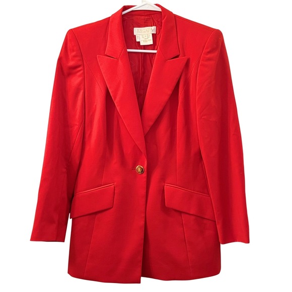 Escada Jackets & Blazers - Escada Red Wool Blazer Jacket Women Size 38 / US8 Preppy Classic Quiet‎ Luxury